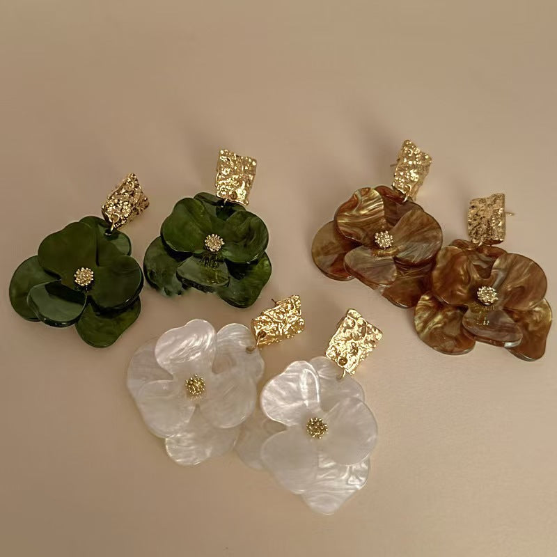 Women's Flower Frosted Resin Knitted Oil Rings