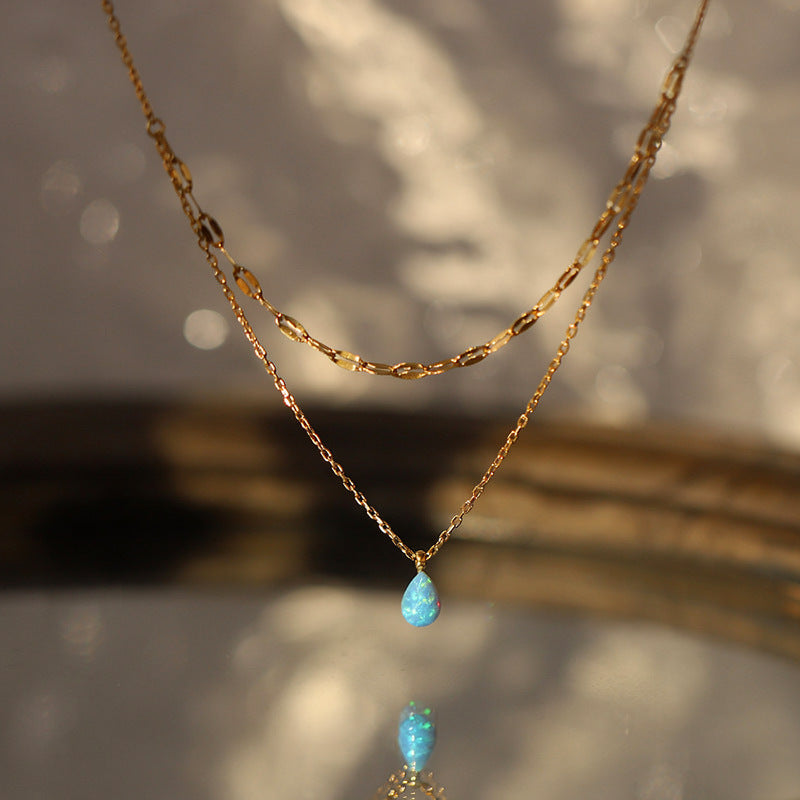 Women's Water Drop Simple Fashion Light Luxury Minority Temperament Clavicle Chain Necklace