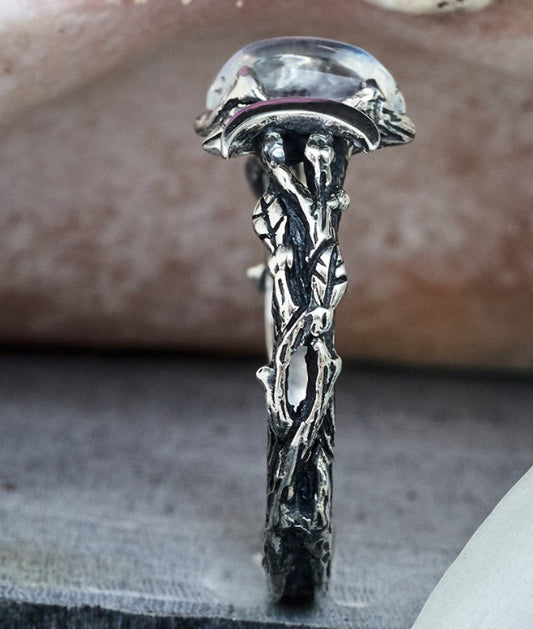 Moonstone Bohemian Retro Crescent Simple Female Rings