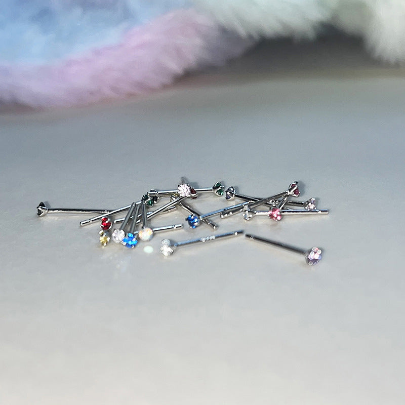 Rhinestone Color Sterling Sier Female Zircon Earrings