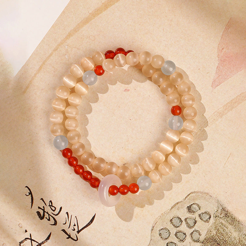 Champagne Opal For Chinese Style Light Luxury Chalcedony Flexible Red Rings