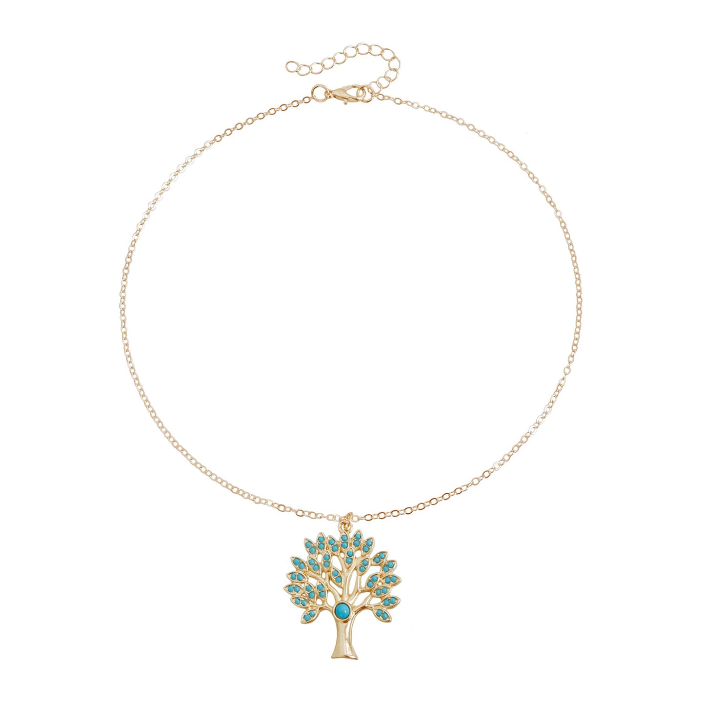 Of Life Turquoise Embellished Retro Style Hollow Design Clavicle Necklace