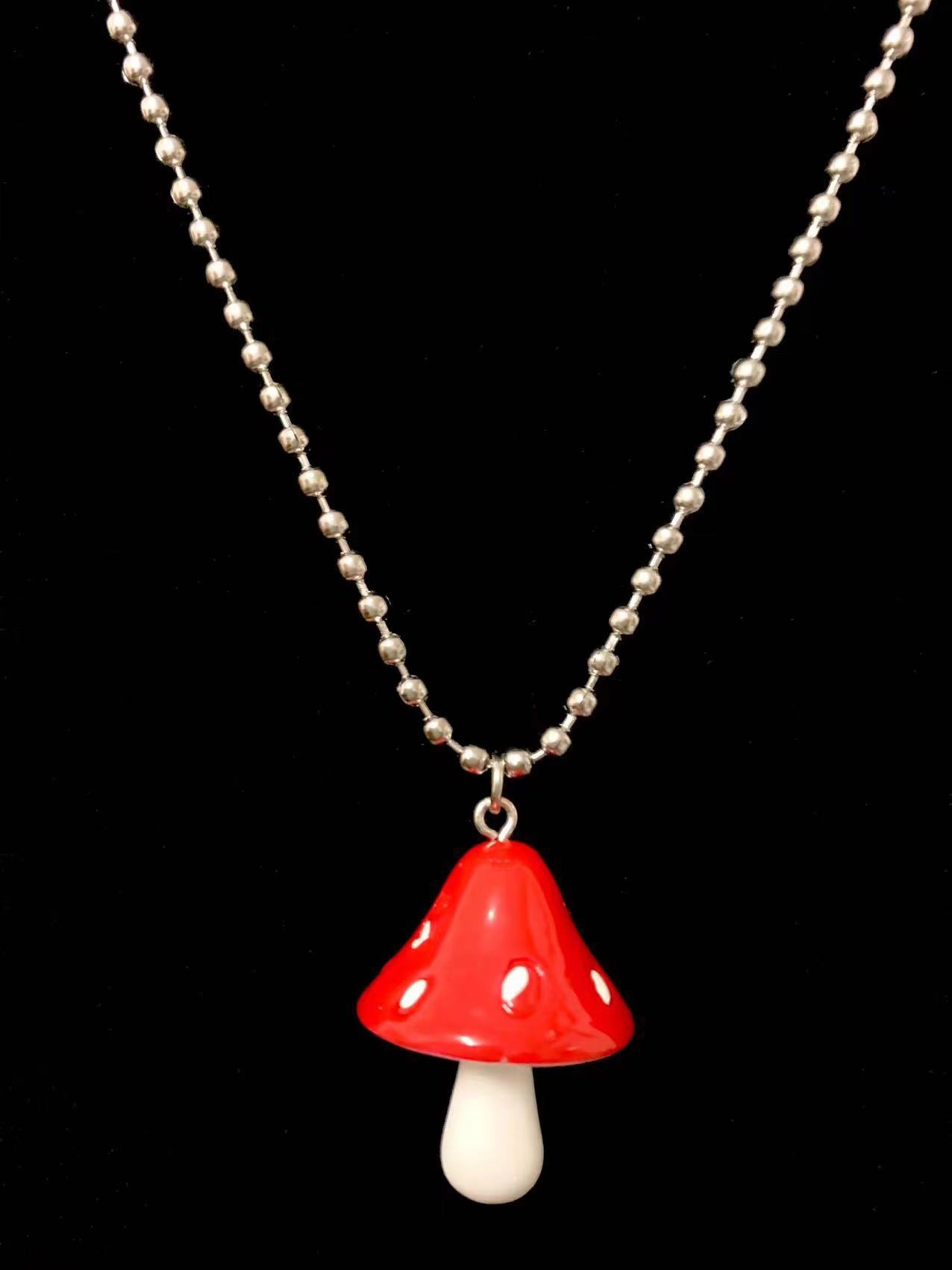 Children's Steel Ball Bead Chain Mushroom Color Hip Hop Necklace