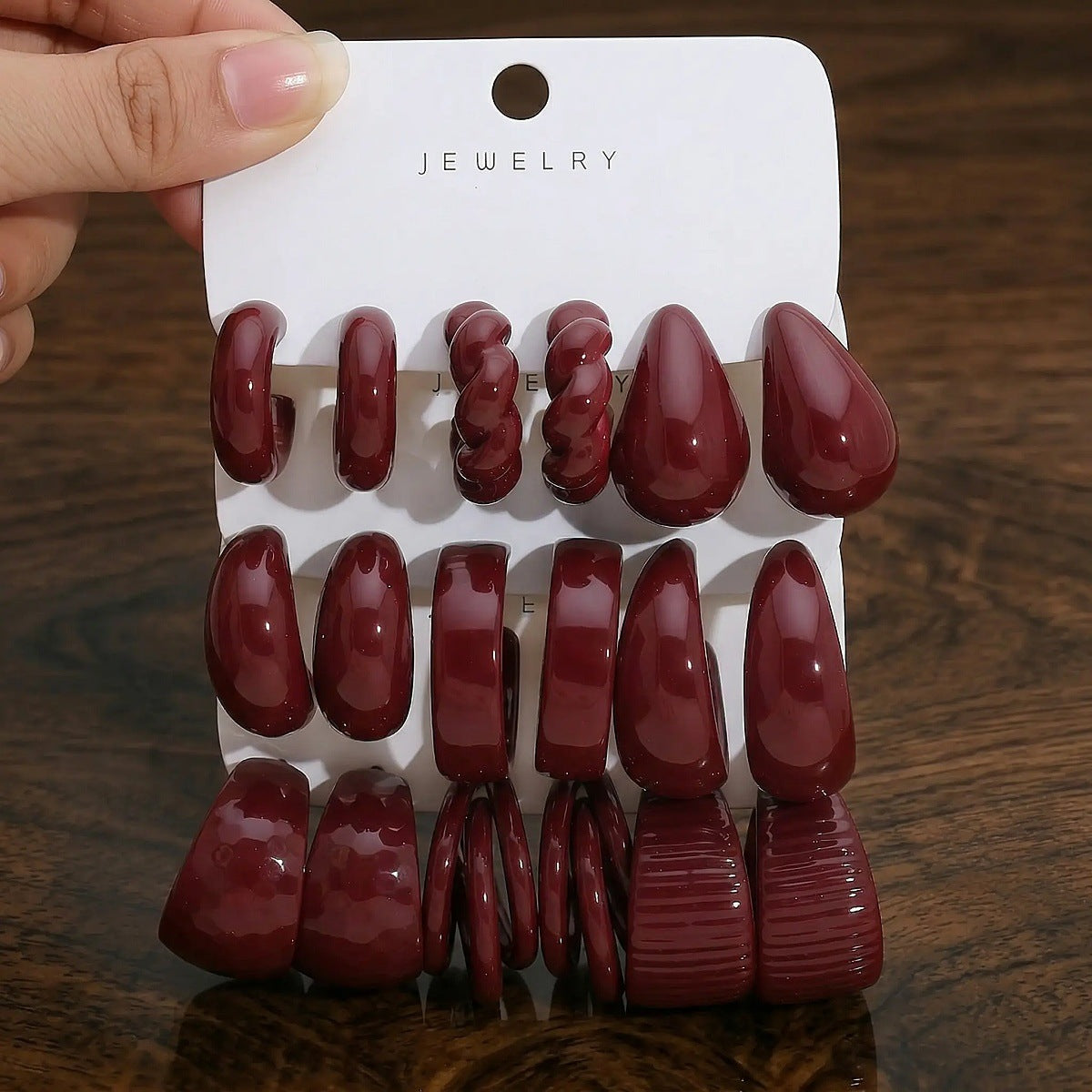 Women's Red Acrylic Water Drop Geometry Type Boutique Trendy Sets Of Earrings