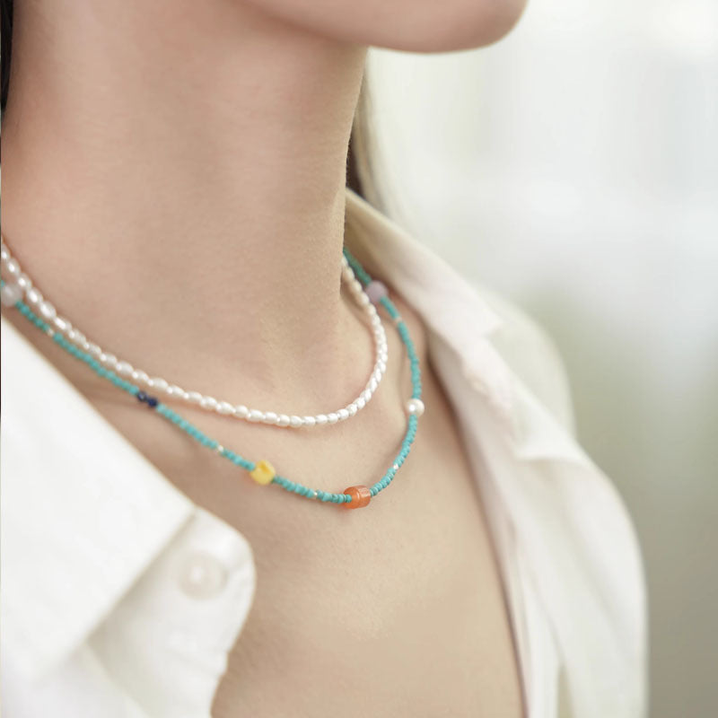 Women's Chinese Style Natural Turquoise Dopamine Summer High-grade Clavicle Chain Necklace