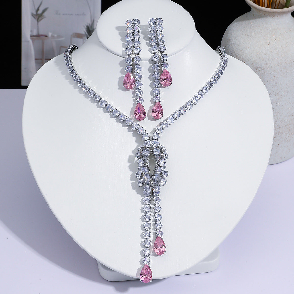 Full Diamond Drop-shaped Temperament The Dinner Party Jewelry Set