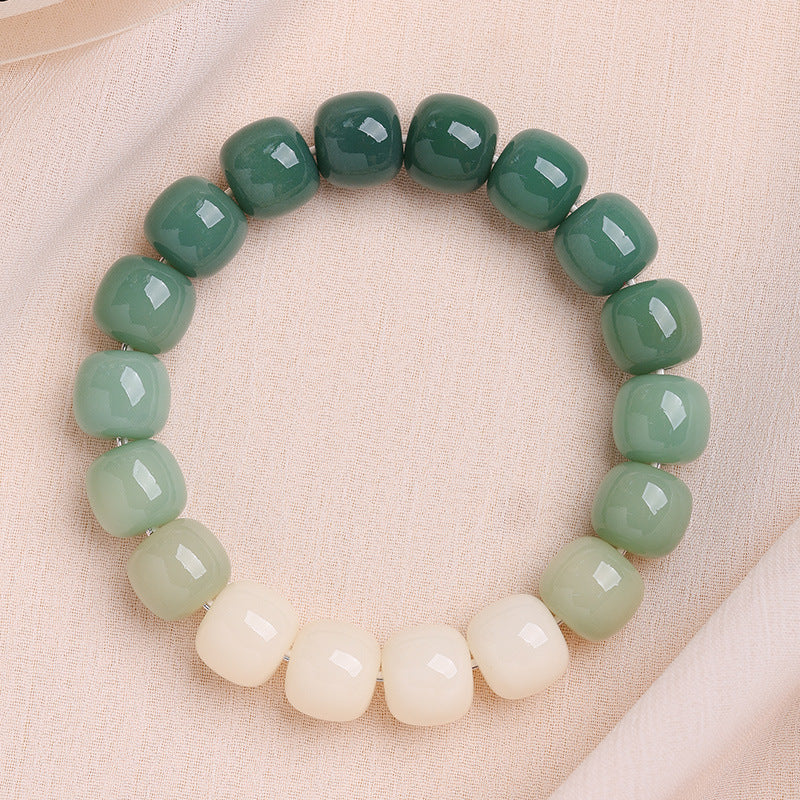 Men's Bodhi Pliable Temperament Skin Root Gradient Old Barrel Buddha Beads Bracelet