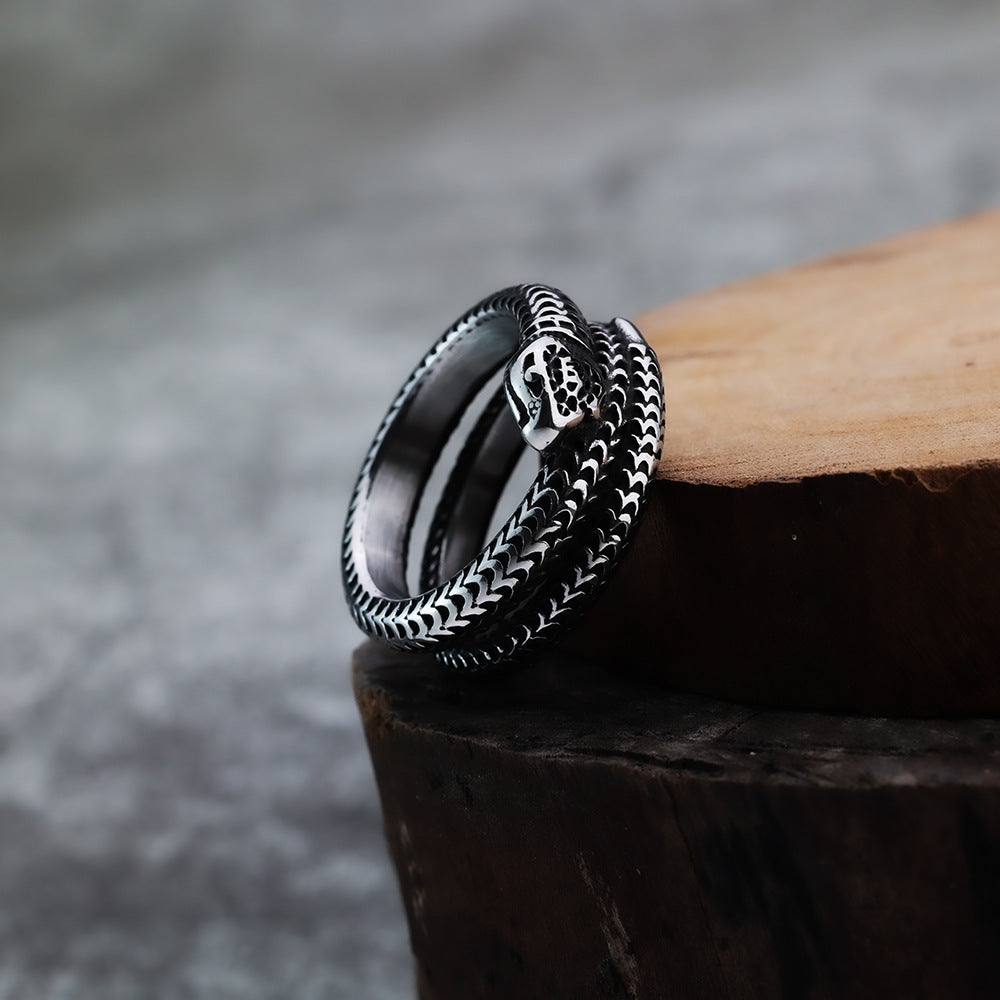 Men's Personality Punk Animal Snake Vivid Stainless Ring