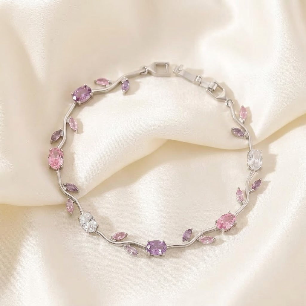 Women's Colorful Tulip Korean Zircon Style Full Diamond Bracelets