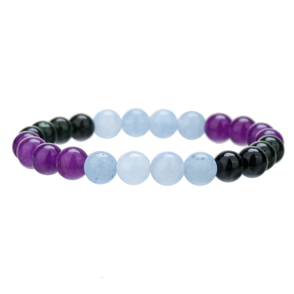 Men's Unisex Black Agate Cut Crystal Combination Bracelets