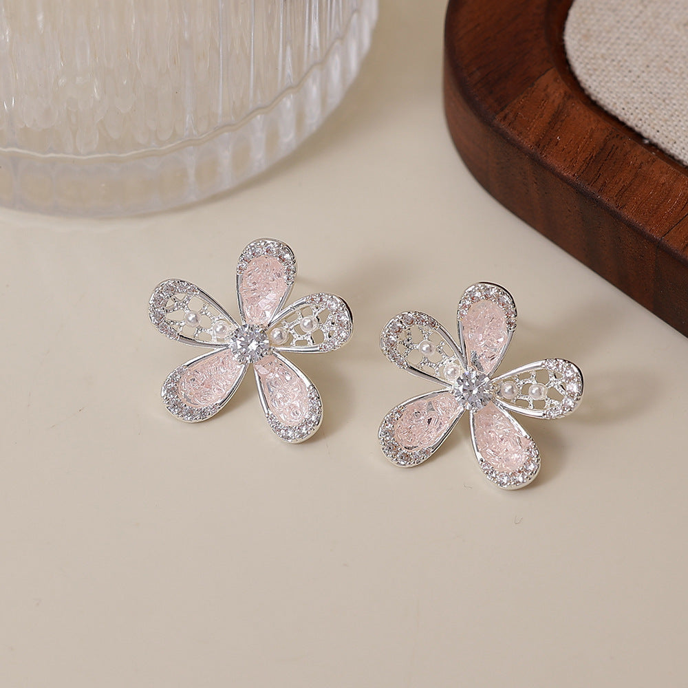 Women's Zircon Flower Korean Exquisite Full Diamond Petite Affordable Luxury Rings