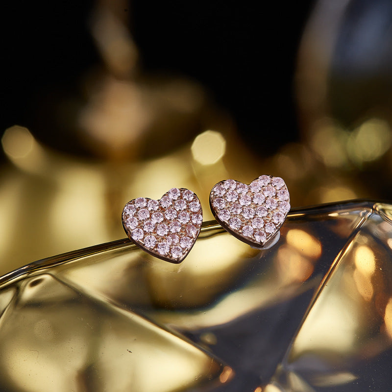 Sier Fashion Popular Fully Jeweled Loving Stud Earrings