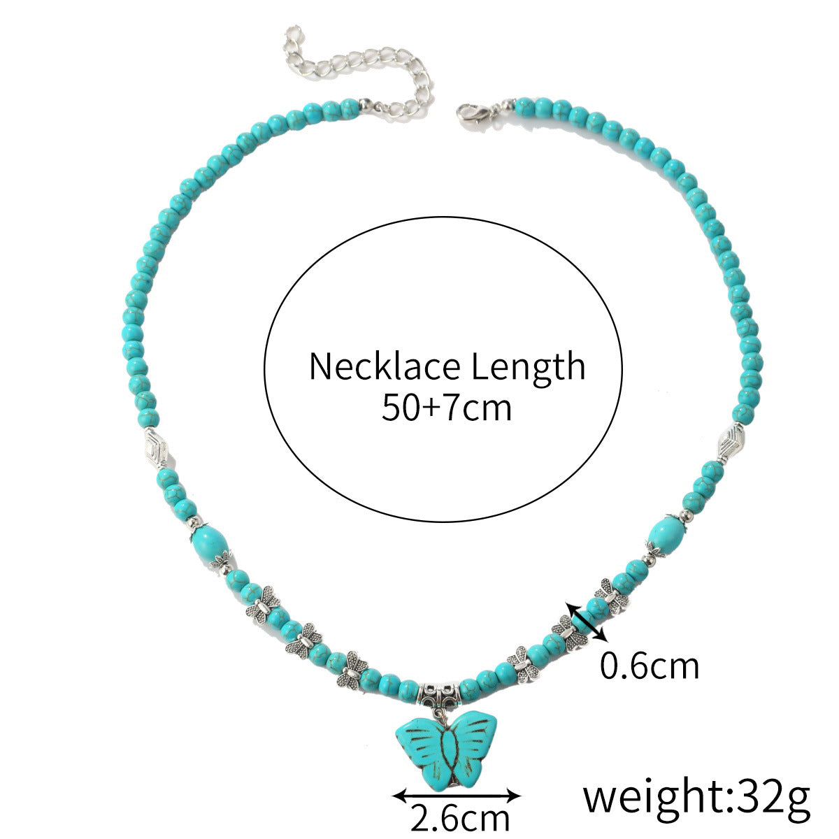 Bohemian Ethnic Style Turquoise Vintage Long Sweater Necklace