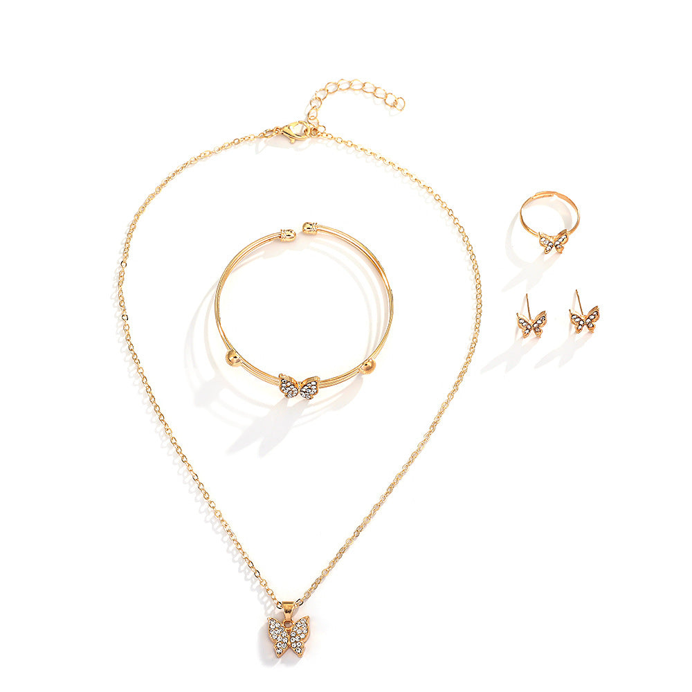Comfortable Diamond Butterfly French Alloy Popular Rings