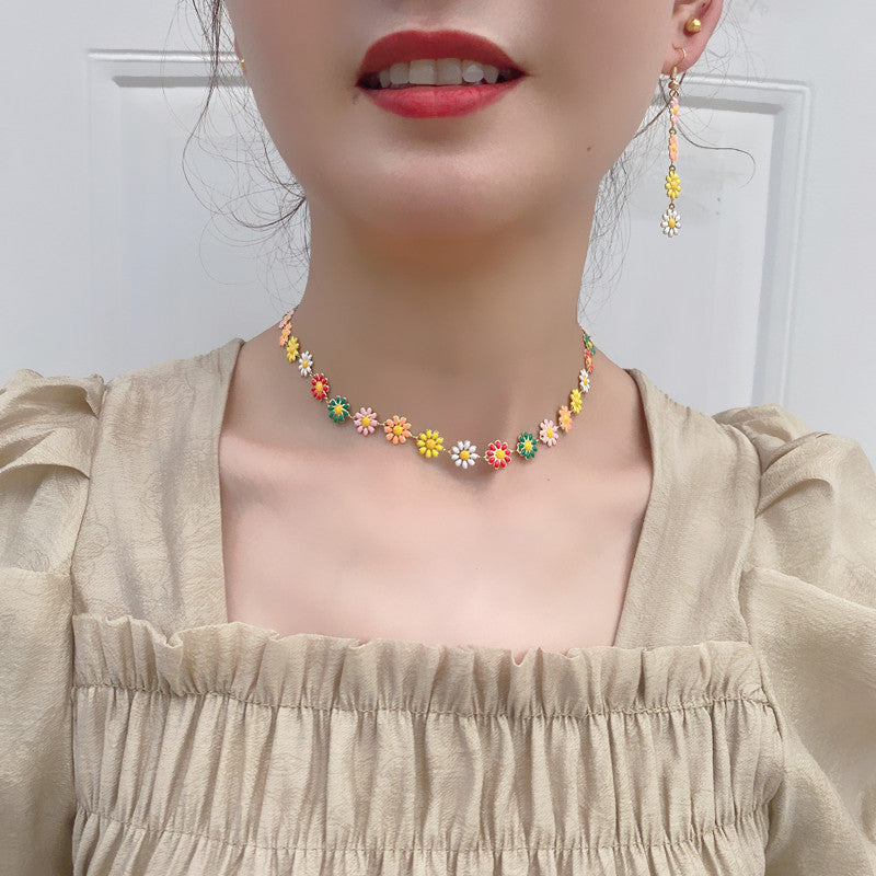 Fashion Little Daisy Clavicle Female Sweet Boho Earrings