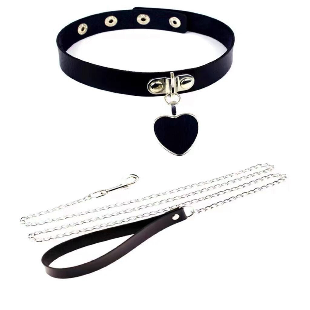 Leather Bell Neck Dark Love Choker Collar