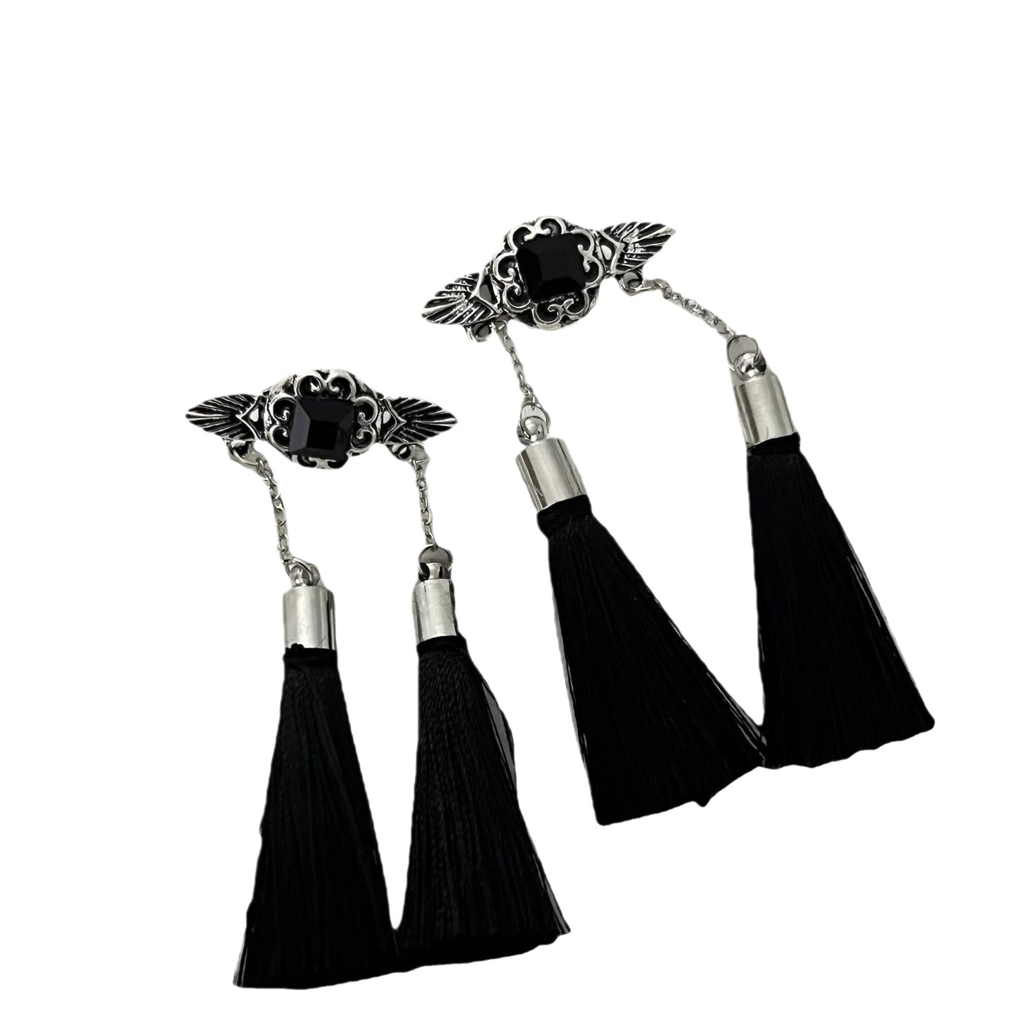 Women's Chinese Style Black Tassel Design High-grade Vintage Han Clothing Cheongsam Earrings
