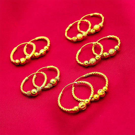 Women's Vietnam Placer Gold Lucky Beads Eardrops Earrings