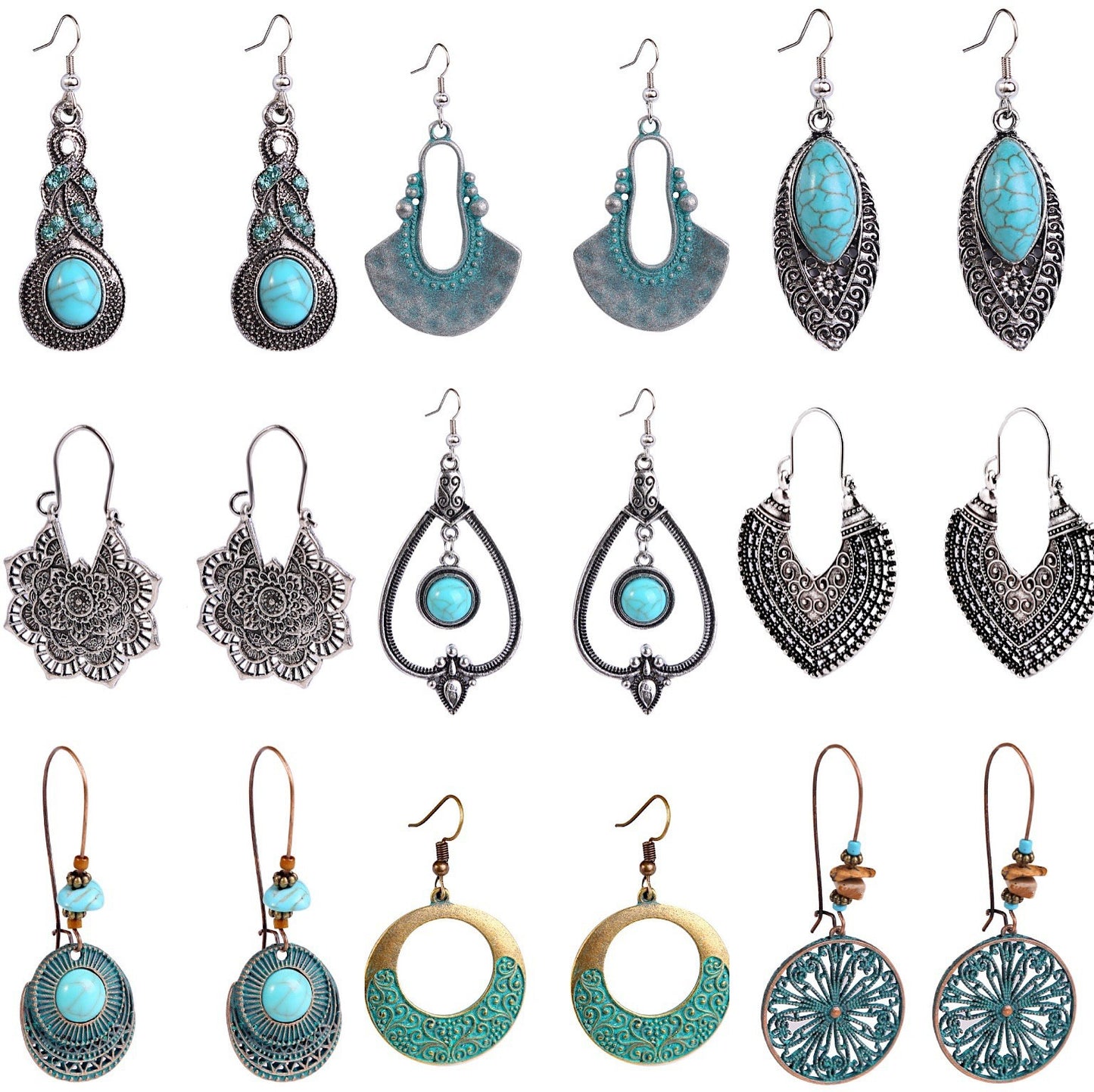 Women's Turquoise High-grade Retro Ethnic Style Fashion Earrings