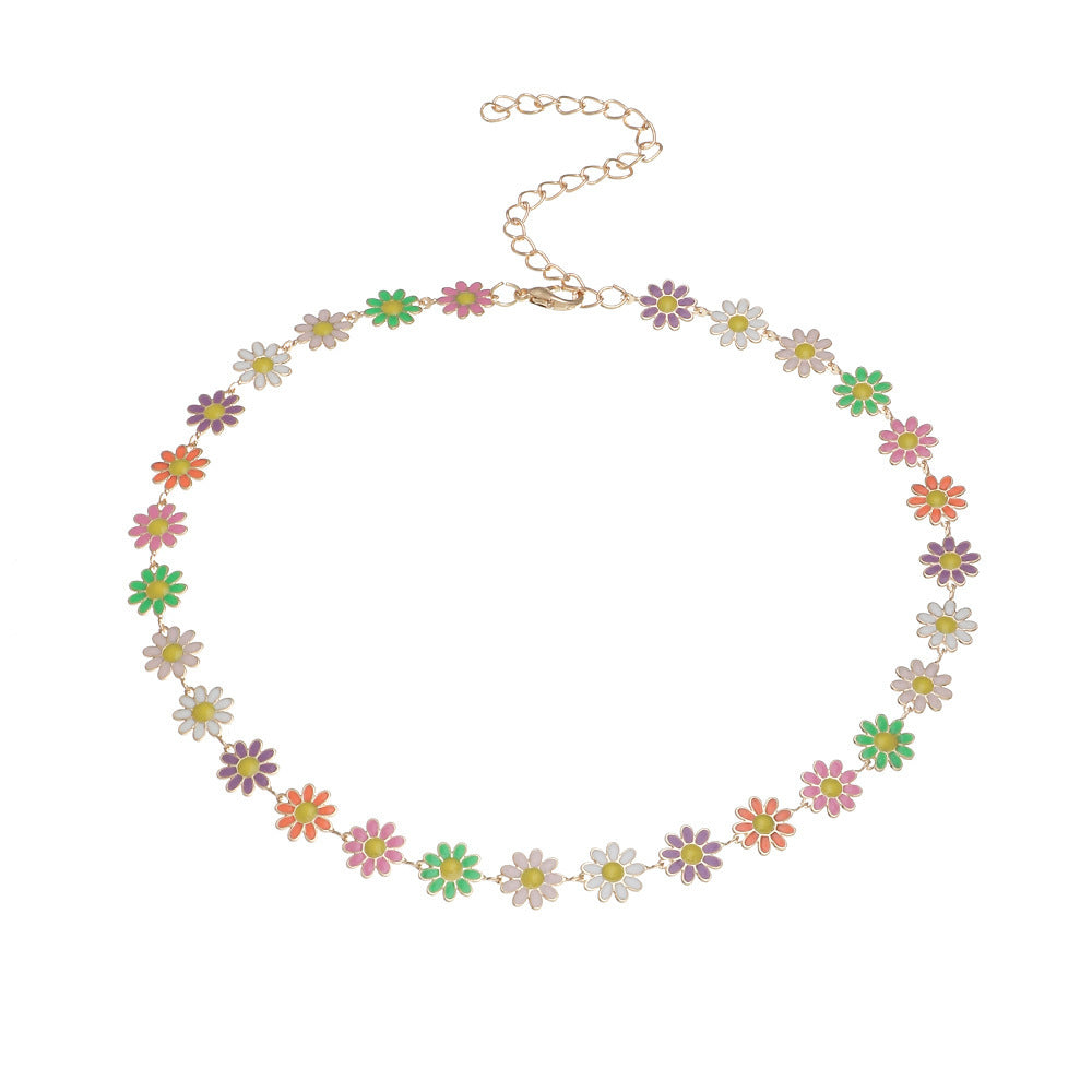 Women's Daisy Clavicle Chain Simple Temperament Painted Necklaces