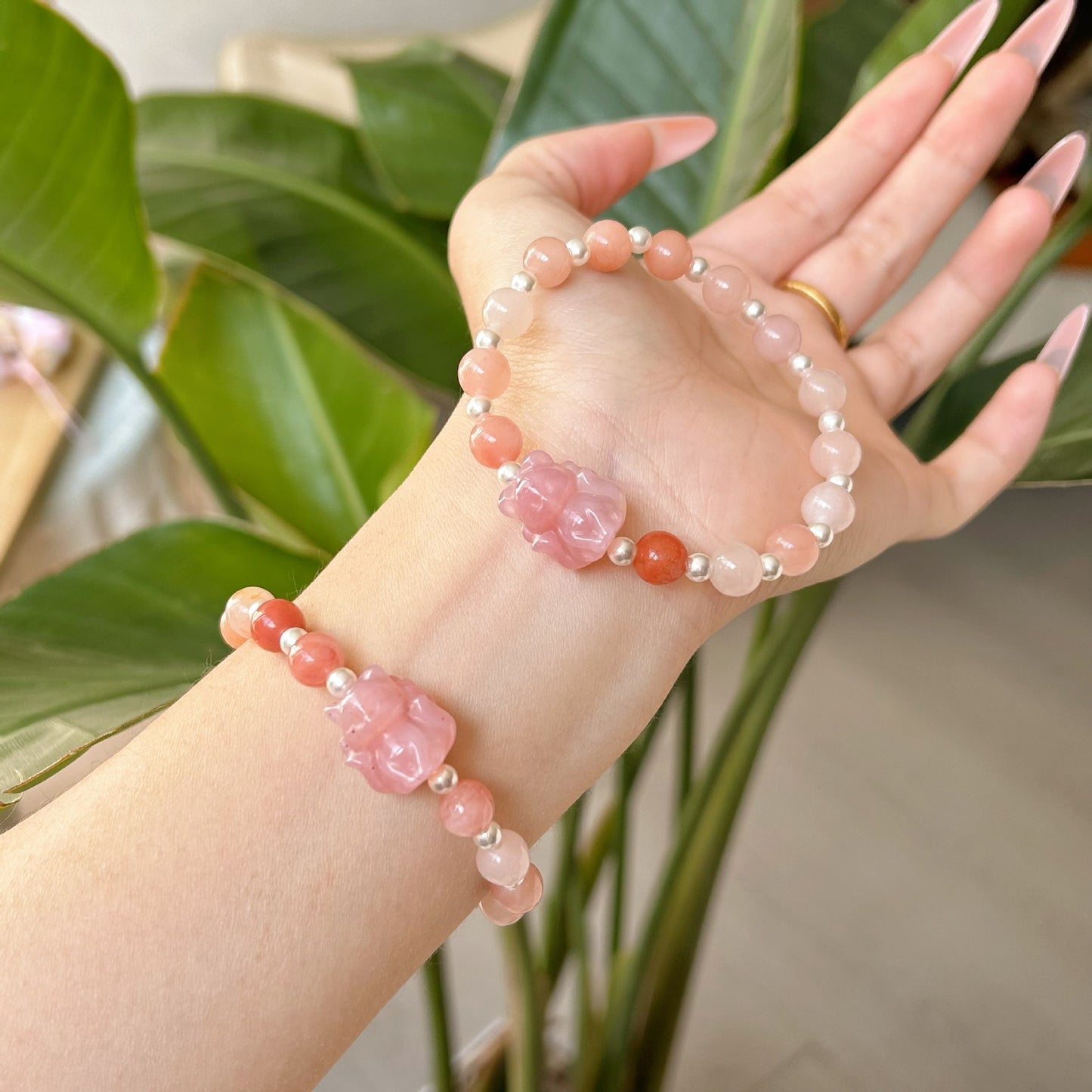 Design Mori Style Light Luxury Peach Fermentation Crystal Natural Stone Bracelets
