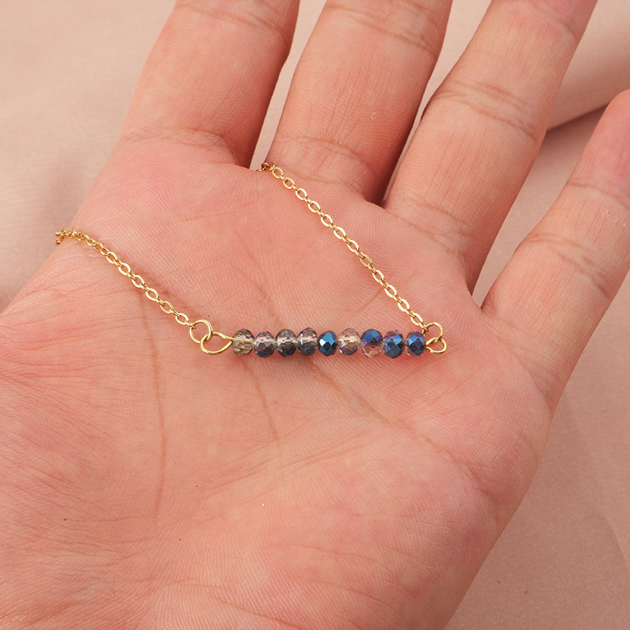 Ornament Glass Stone Stainless Steel Chain Personalized Beaded Necklaces