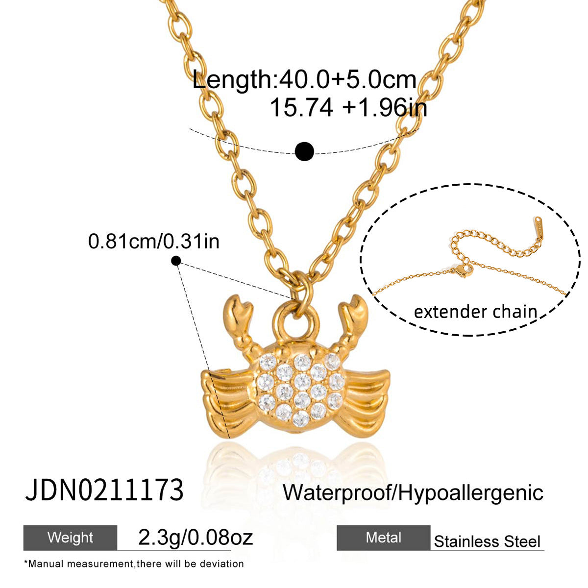 Style Gold Stainless Steel Zircon Marine Light Luxury High Necklace