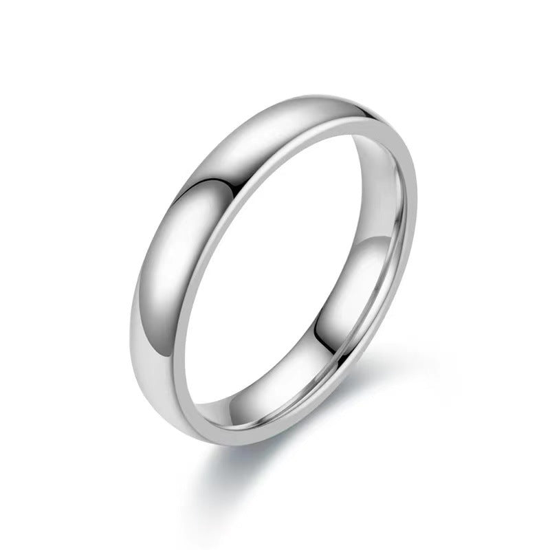 Women's & Men's Korean Fashion Inside Outside Arc Titanium Steel Couple Rings