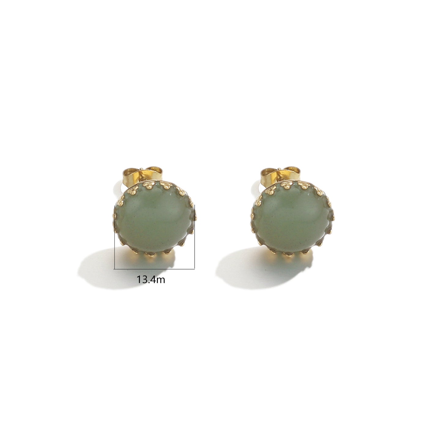 Stainless Steel Natural Stone Titanium Ear Tigereye Earrings