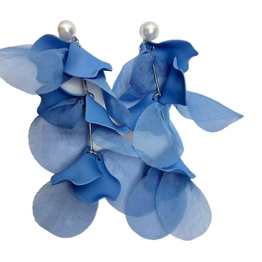 Women's Style Flower Pearl Eardrops Seaside Atmosphere Show Face Rings