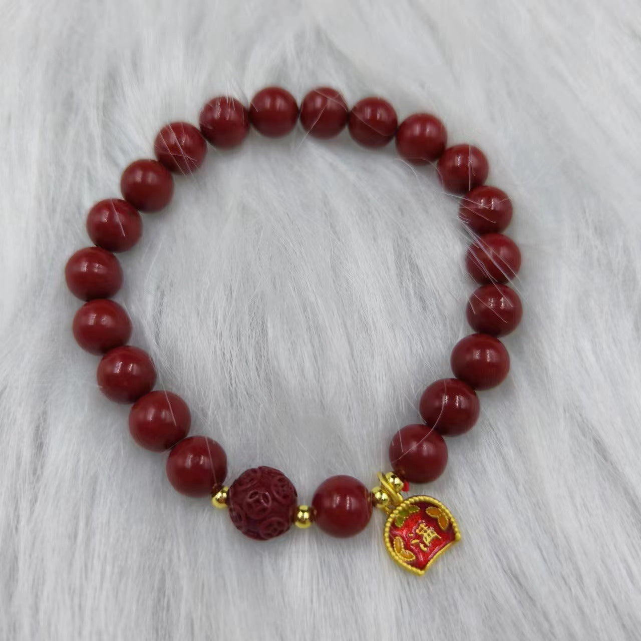 Women's & Men's Cinnabar Purple Gold Sand Single Circle Simple Buddha Beads Light Bracelet