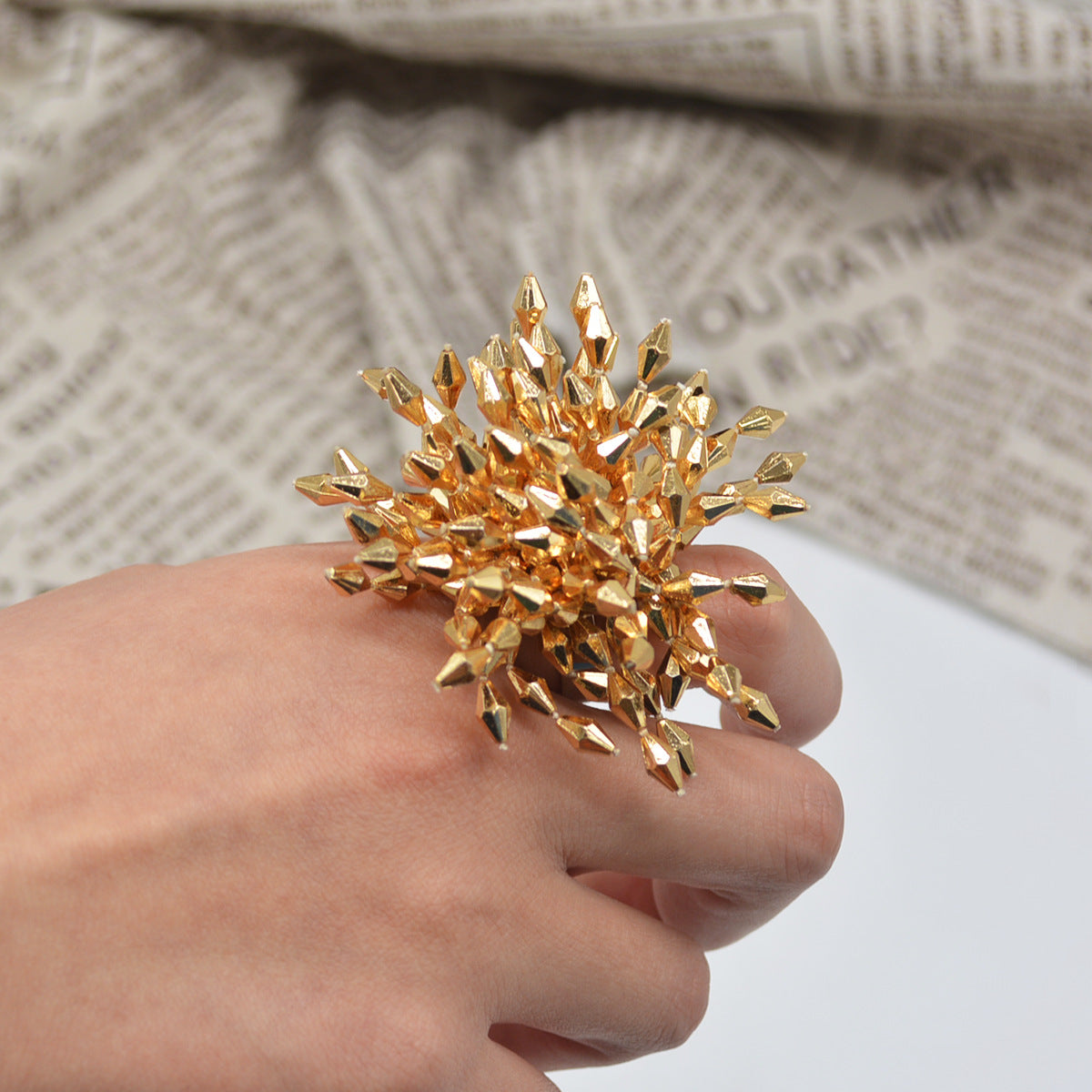 Crystal Fireworks Opening Adjustable Flower Finger Rings