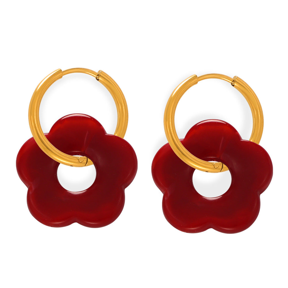 Women's Simple Sweet Fashion Titanium Steel Gold-plated Chain Flower Jewelry Set