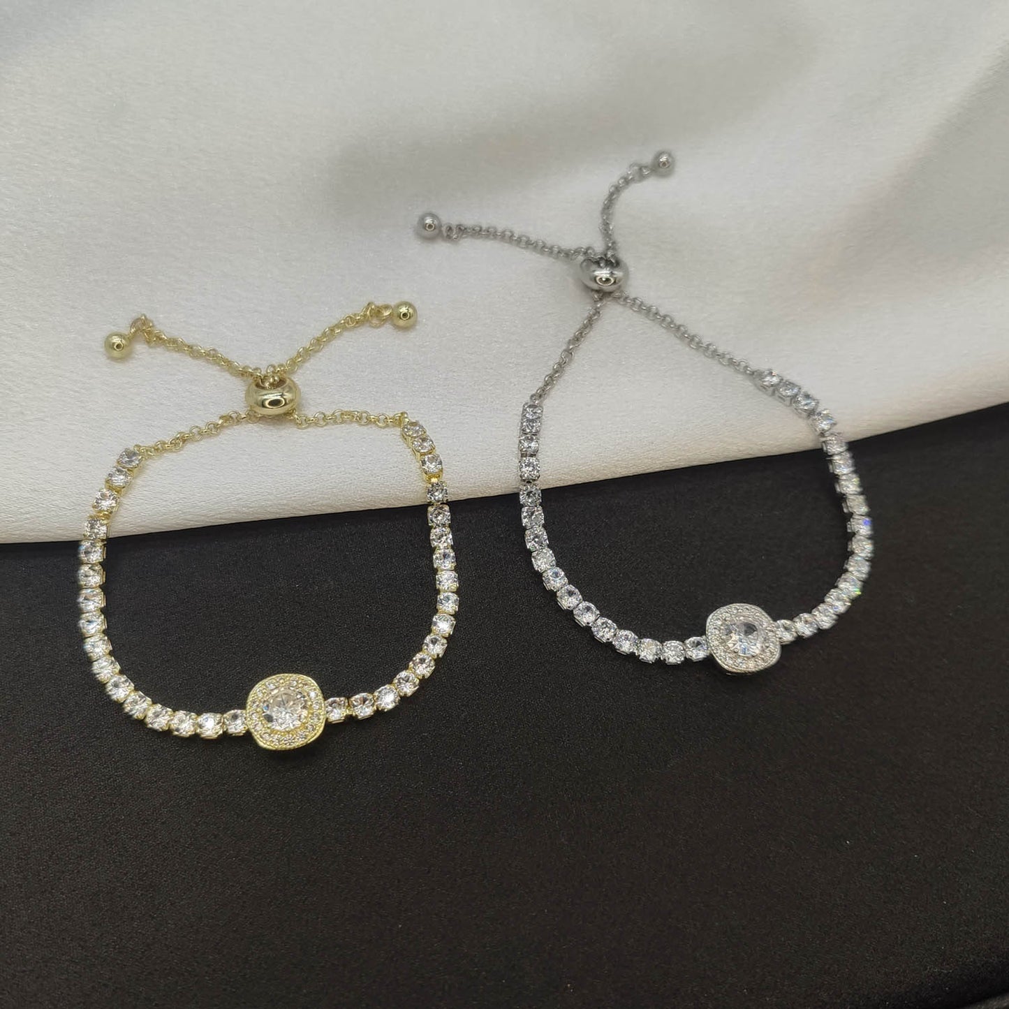 Korean Style Elegant Micro Inlaid Zircon Niche Pull Adjustable Bracelets