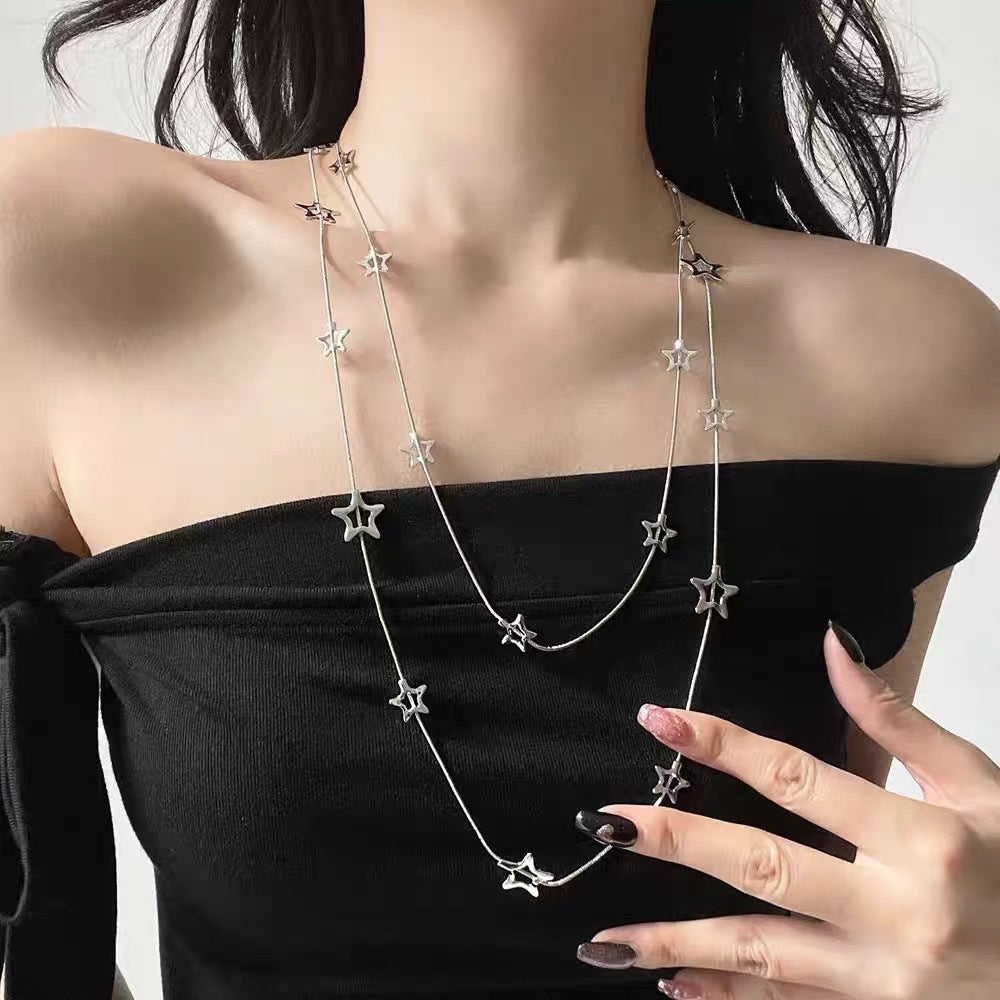 Vintage Beaded Long Twin Niche Clavicle Necklaces