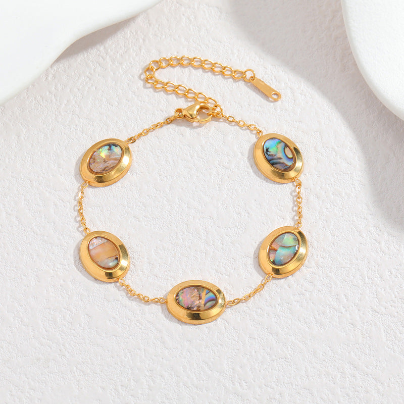 Gold Abalone Shell Water Drop Retro Fashion Bracelet