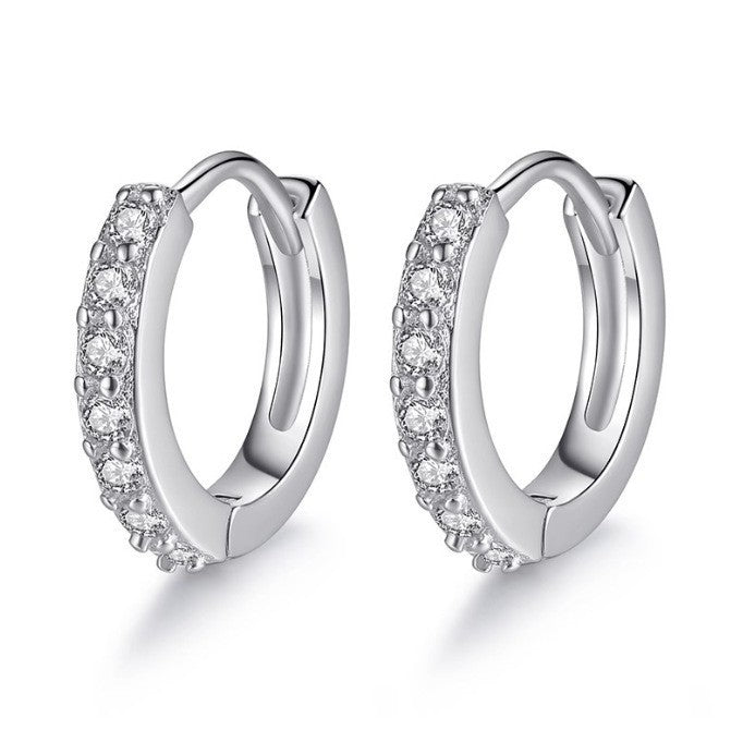 Fashion Sier Niche Zircon Light Luxury Ear Clip Graceful High Stud Earrings