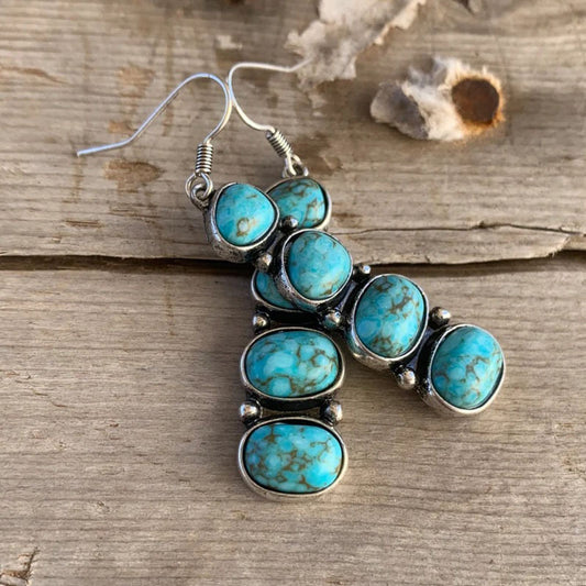 Ancient Sier Stone Handmade Crystal Zinc Earrings