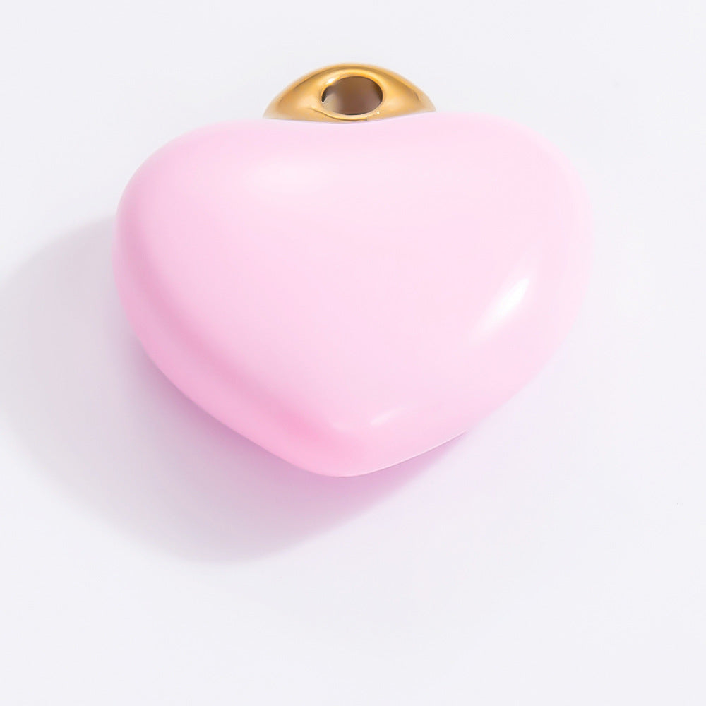 Inlaid Color Diamond Candy Moon Heart Earrings