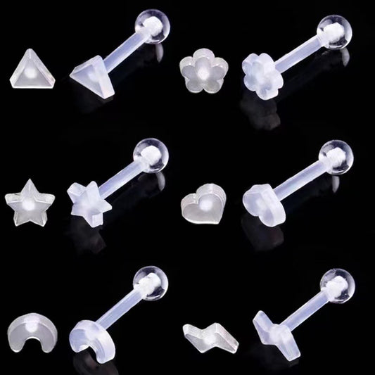 Acrylic Transparent Moon Five-pointed Star Love Invisible Ear Bone Human Stud Earrings