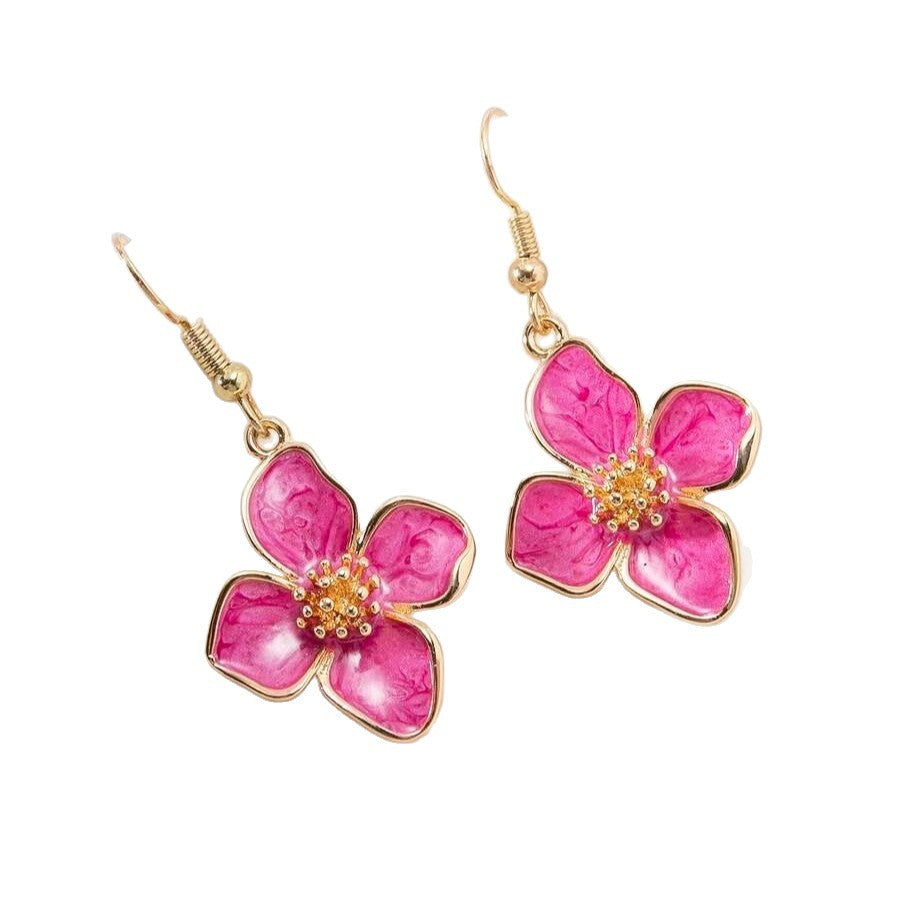 Women's Simple Design Glaze Flowers For Vacation Style Colorful Flower Ear Hook