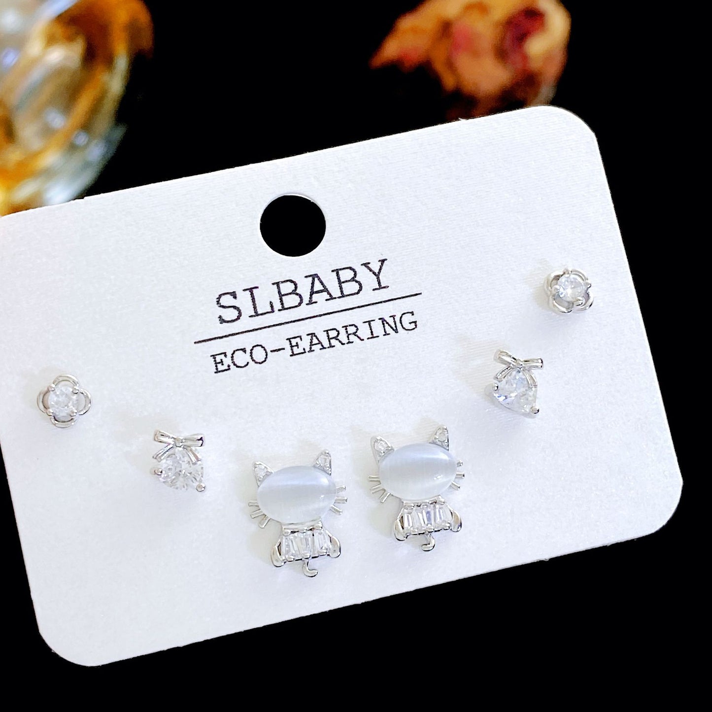 Micro Inlaid Zircon Pearl Commuter Three Pairs Earrings