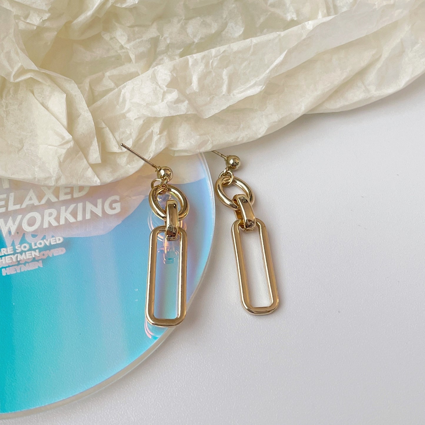 Niche Chain Female Style Elegant Simple Design Stud Earrings