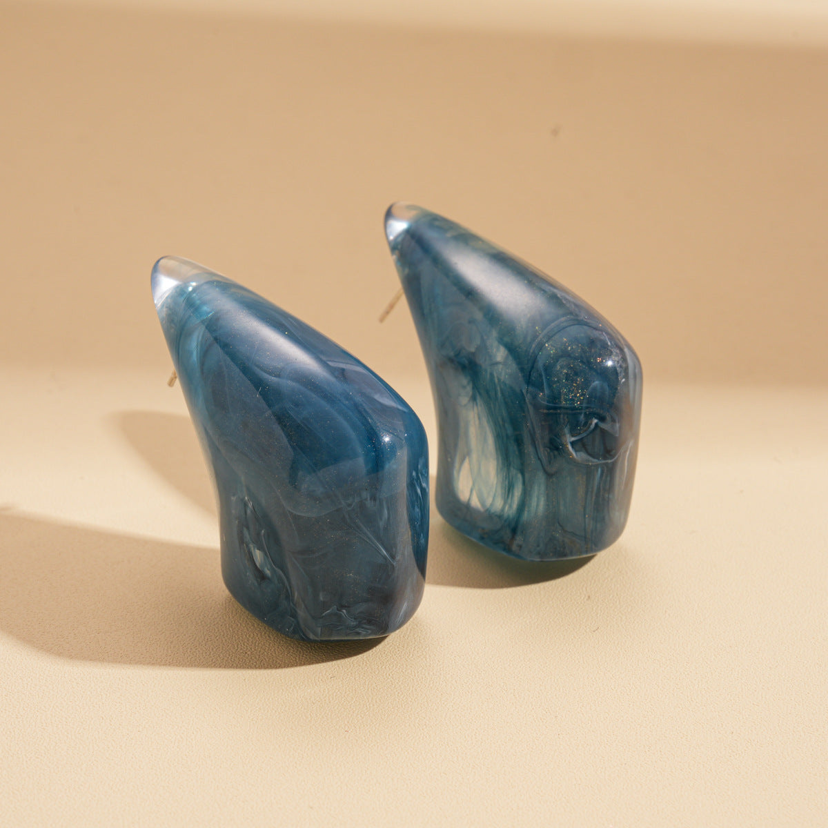 Resin Geometric Irregular Sier Simple Stylish Personality Unique Niche Stud Earrings