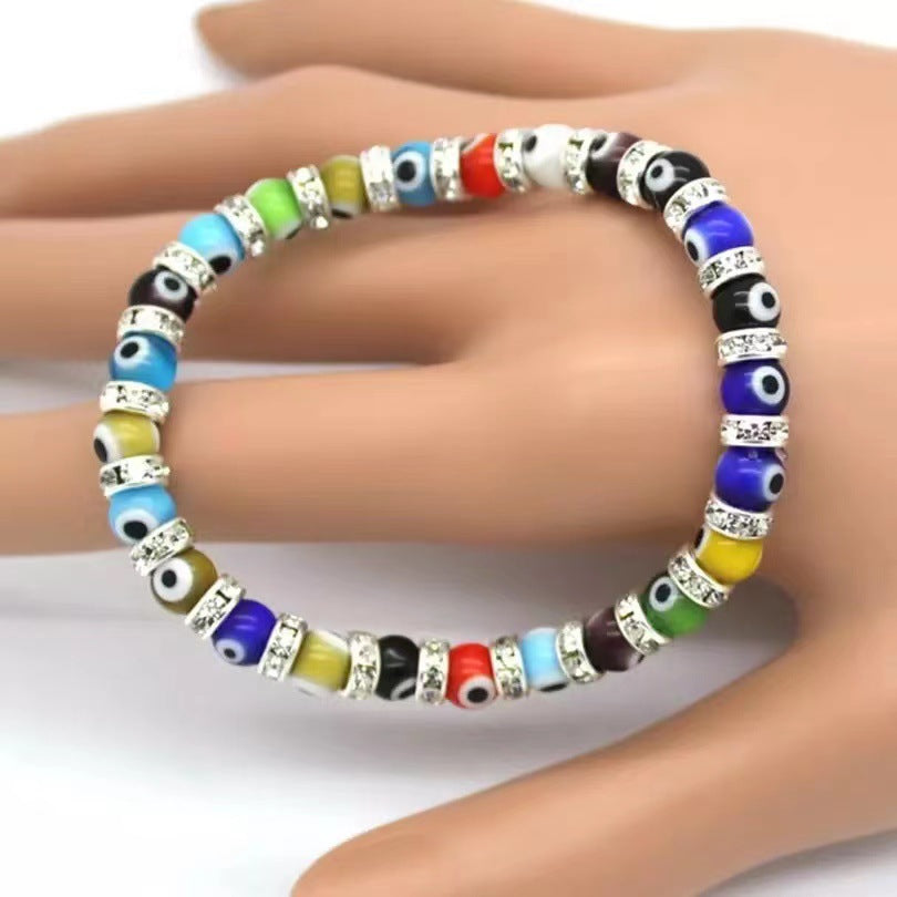 Women's Glass Bead Alloy Devil's Eye Beaded Bracelet