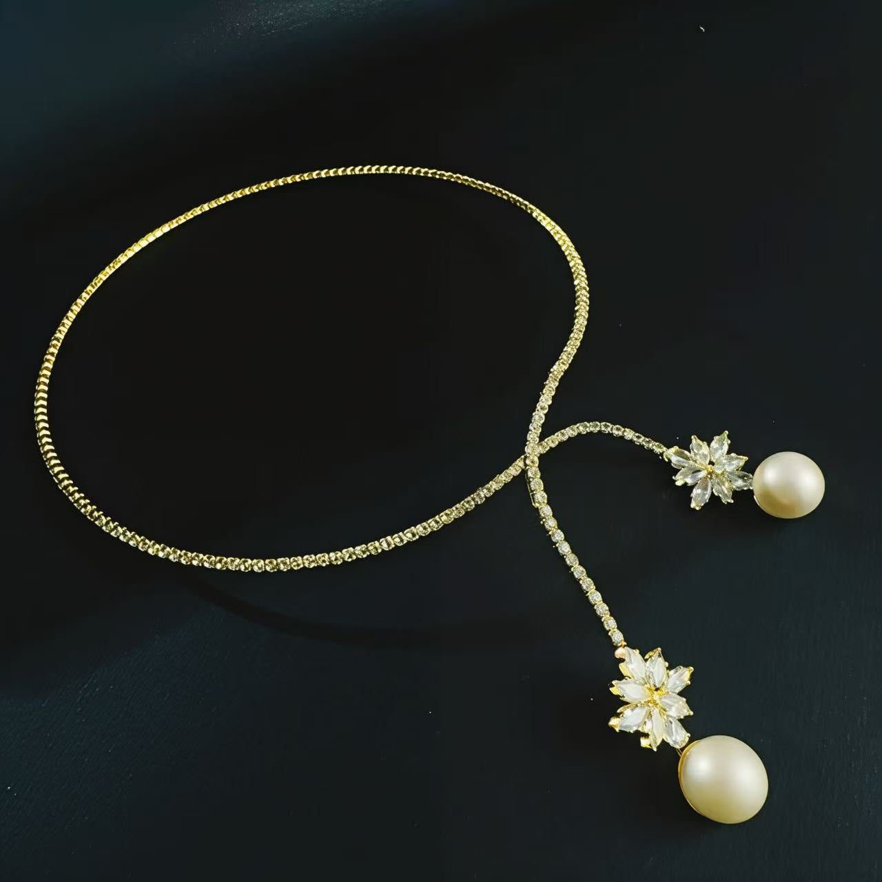 Women's Opening Rhinestone Pearl High-grade Light Luxury Minority Zircon Clavicle Collar