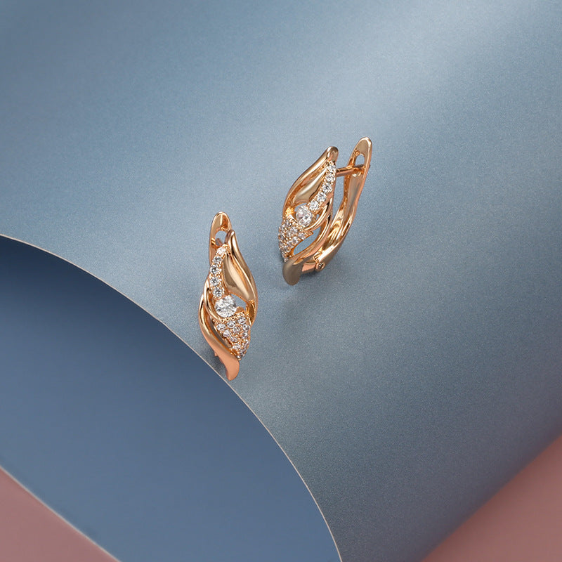 Small Commodity Temperament Rose Gold Zircon Earrings