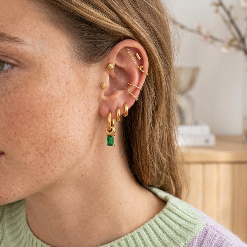 Ding Stainless Steel Zircon Light Luxury High Sense Ear Titanium Rings