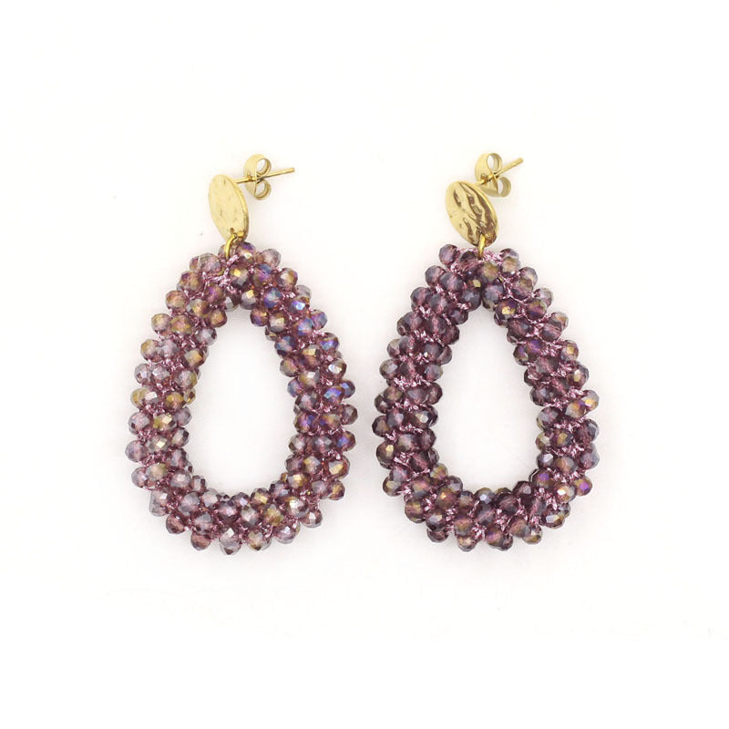 Women's Handmade Woven Crystal Fashion Water Drop Creative Bohemian Chic Earrings