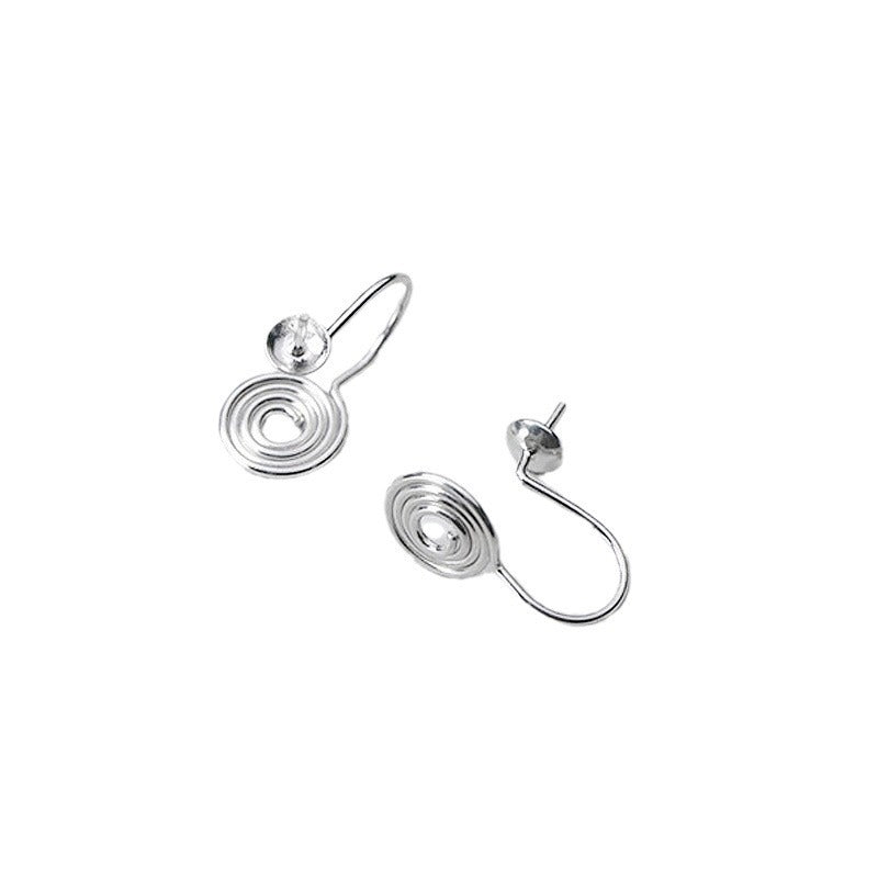 Sterling Sier Spiral Round Mosquito Coil Clip Handmade Clipped Ear Hook